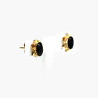 9ct Yellow Gold Onyx Oval Stud Earrings - Jordans Jewellers