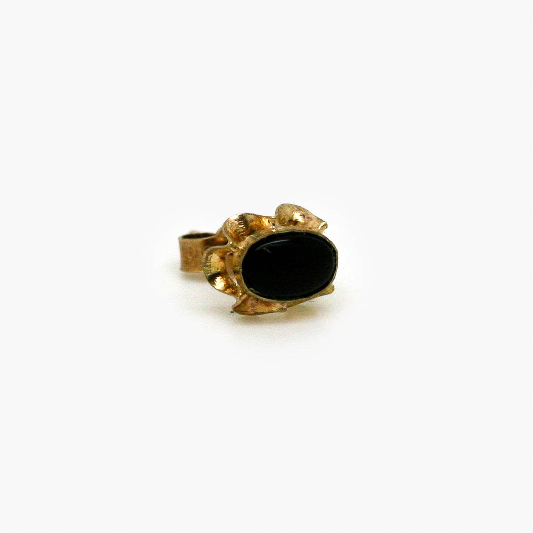 9ct Yellow Gold Onyx Oval Stud Earrings