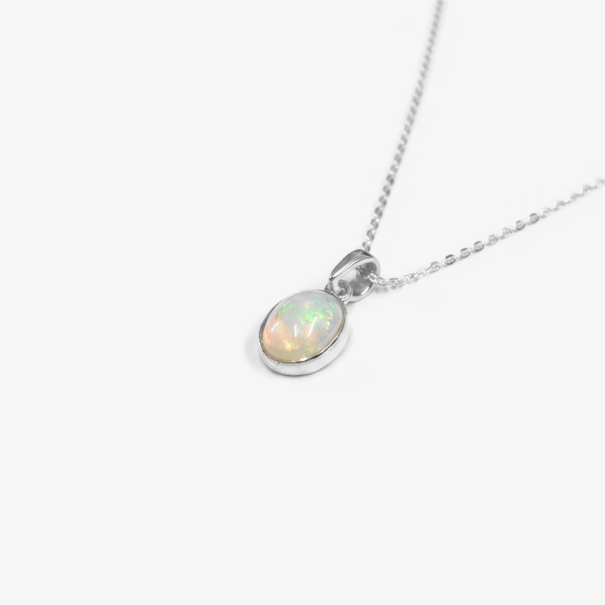 Sterling Silver Opal Pendant Necklace