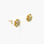 9ct Yellow Gold Opal and Diamond Flower Stud Earrings - Jordans Jewellers