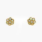 9ct Yellow Gold Opal and Diamond Flower Stud Earrings - Jordans Jewellers