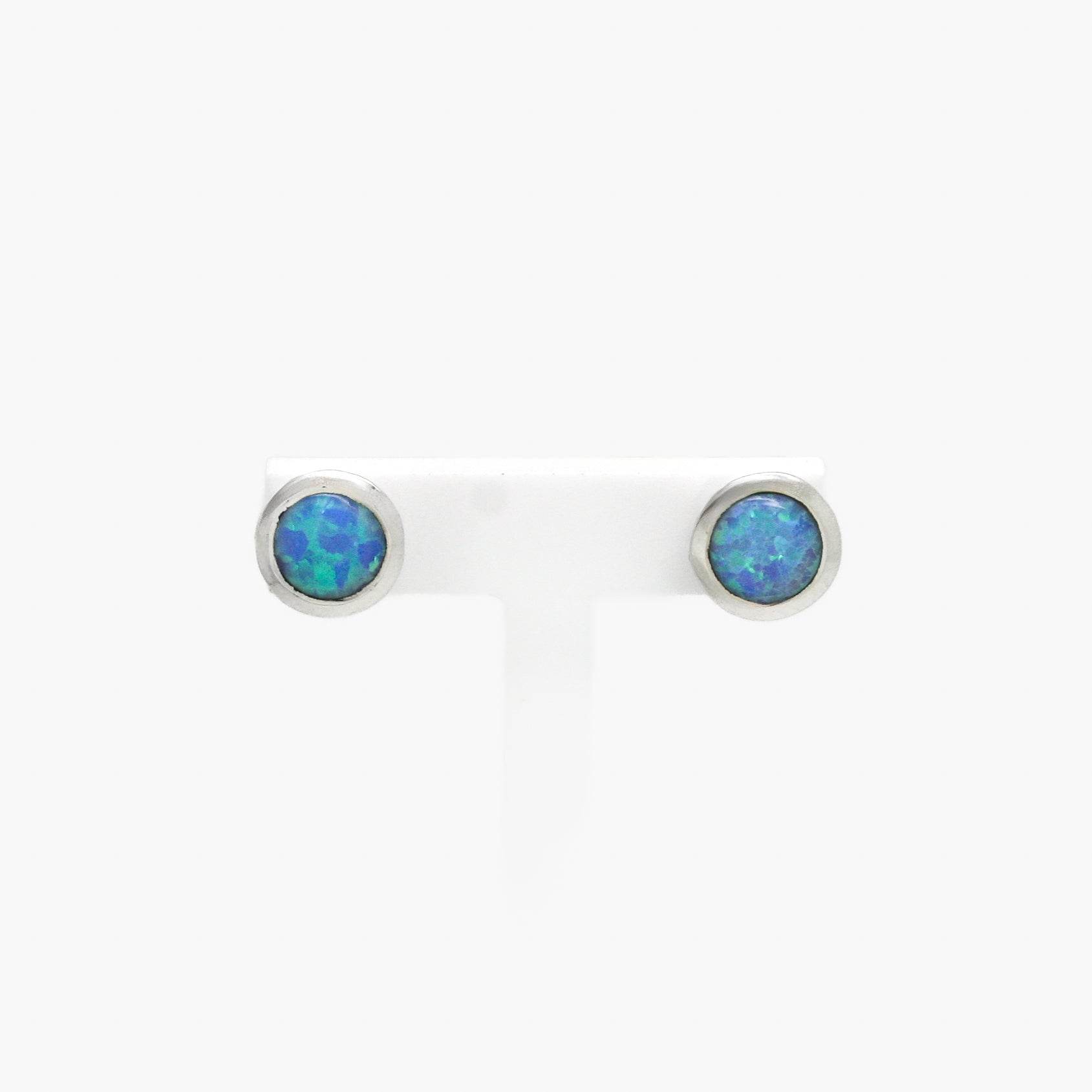 Silver Opalite Round Stud Earrings - Jordans Jewellers