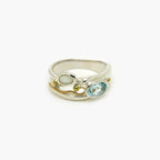 Silver Opal and Blue Topaz Ring with Gold Accents - Jordans Jewellers