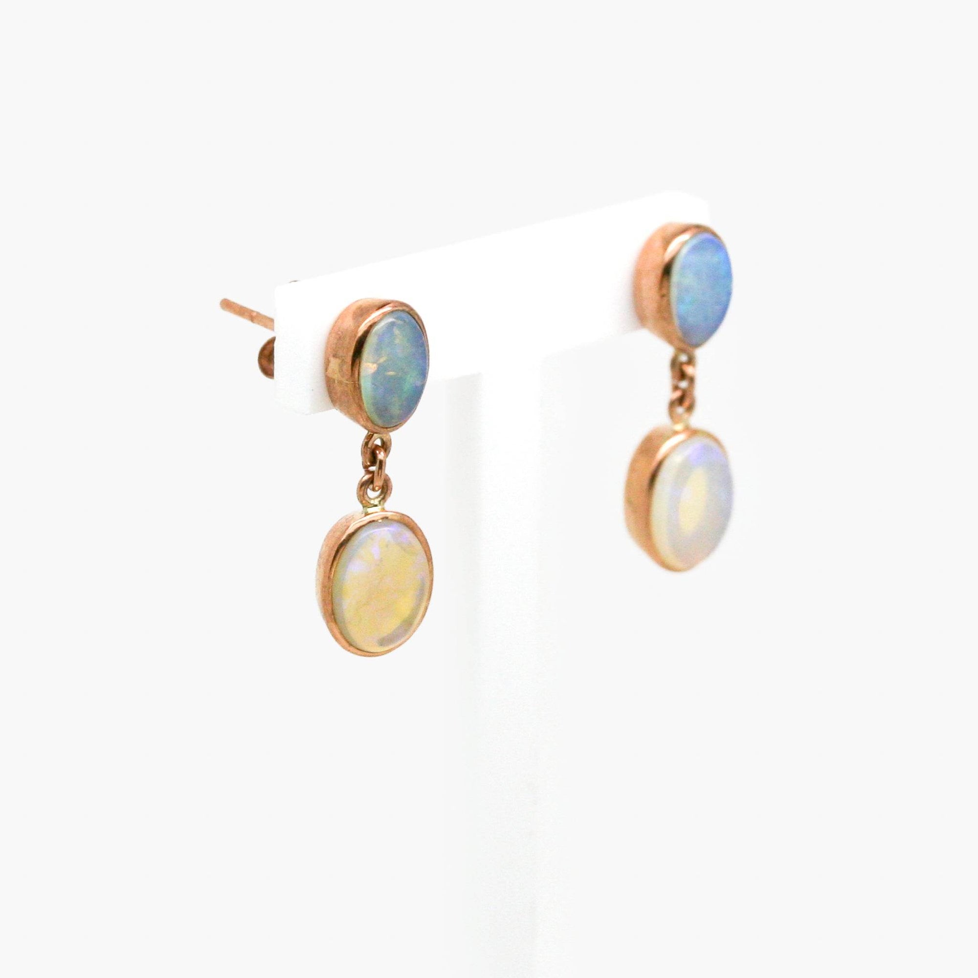 Opal Double Drop Earrings in 9ct Rose Gold - Jordans Jewellers