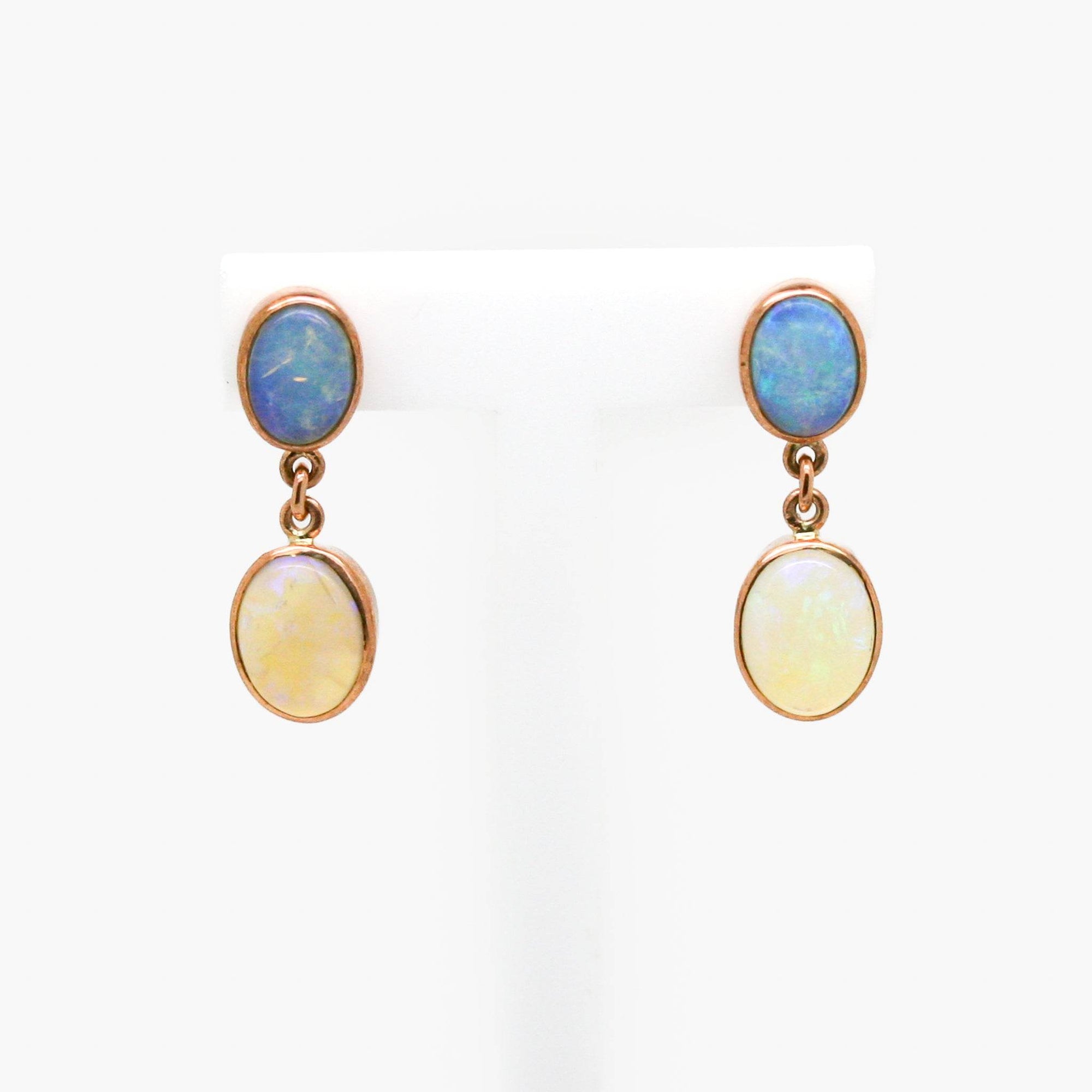 Opal Double Drop Earrings in 9ct Rose Gold - Jordans Jewellers