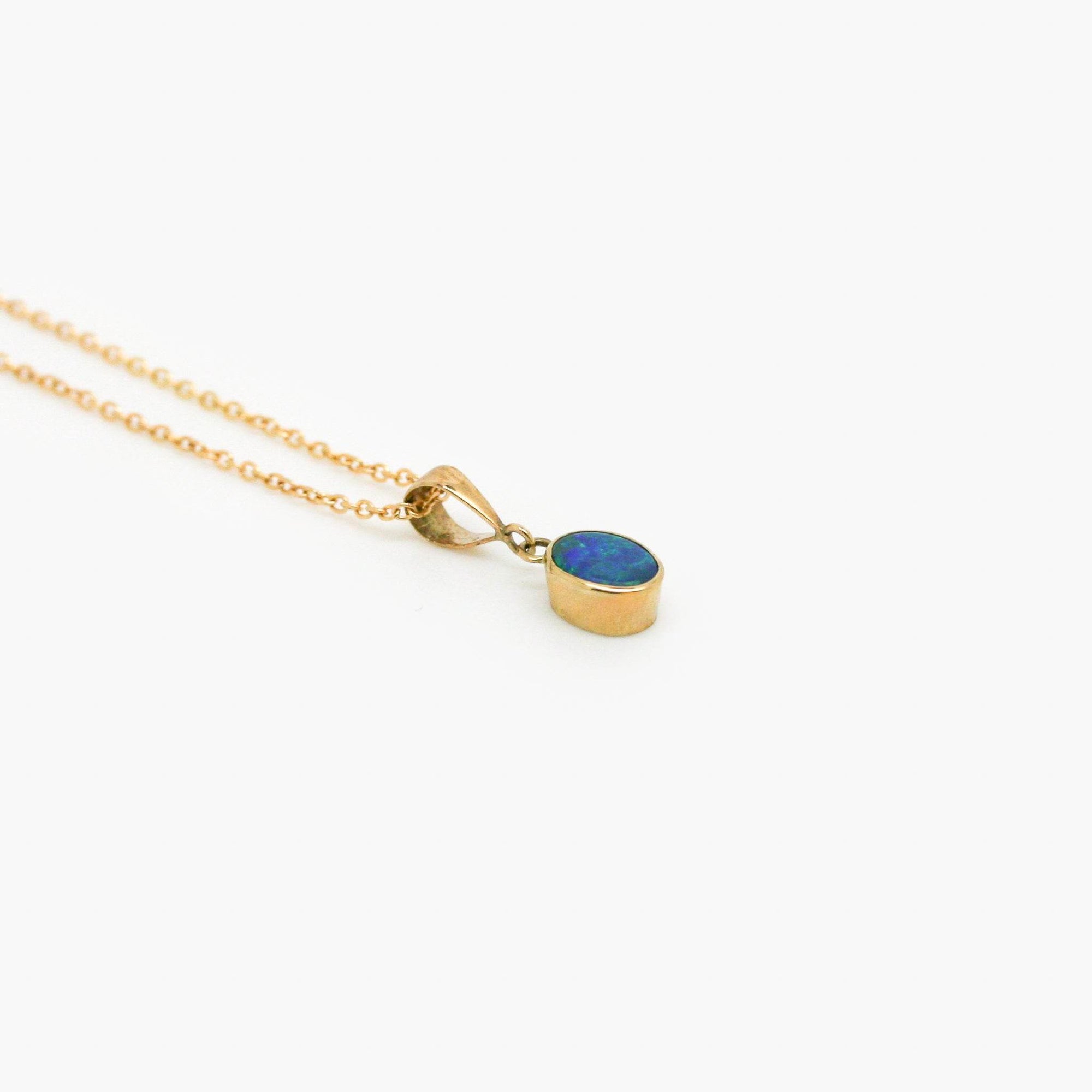 Oval Opal Doublet Pendant Necklace in 9ct Yellow Gold - Jordans Jewellers