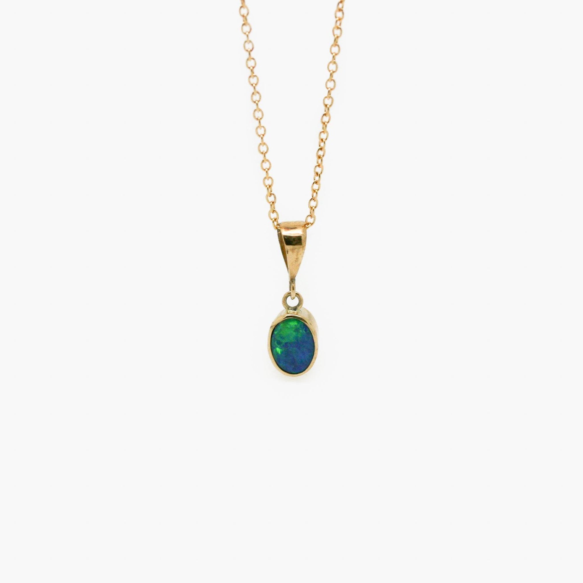 Oval Opal Doublet Pendant Necklace in 9ct Yellow Gold - Jordans Jewellers