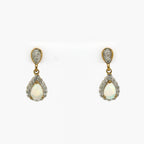 9ct Yellow Gold Opal and Diamond Teardrop Drop Earrings - Jordans Jewellers