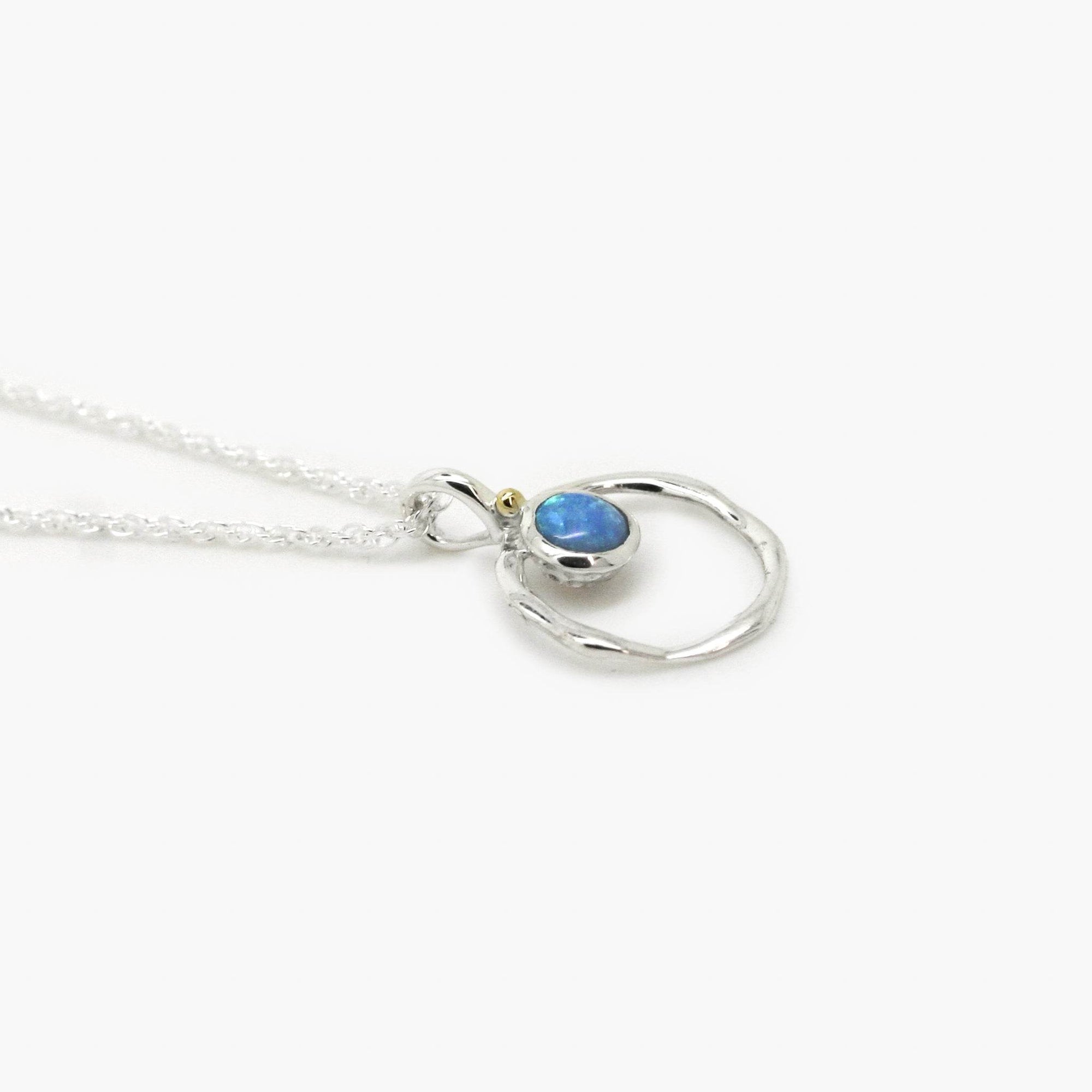 Silver Round Blue Opalite Pendant Necklace - Jordans Jewellers