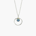 Silver Round Blue Opalite Pendant Necklace - Jordans Jewellers