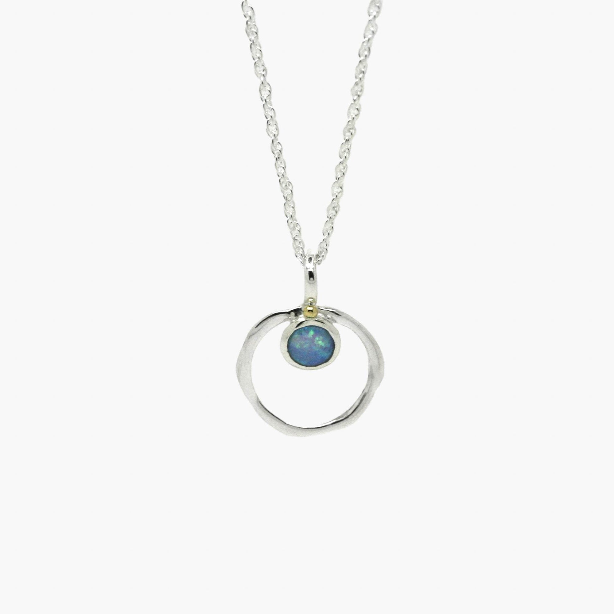 Silver Round Blue Opalite Pendant Necklace - Jordans Jewellers