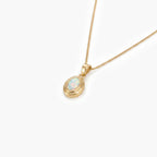 9ct Yellow Gold Oval Opal Pendant Necklace