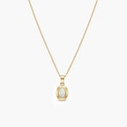9ct Yellow Gold Oval Opal Pendant Necklace