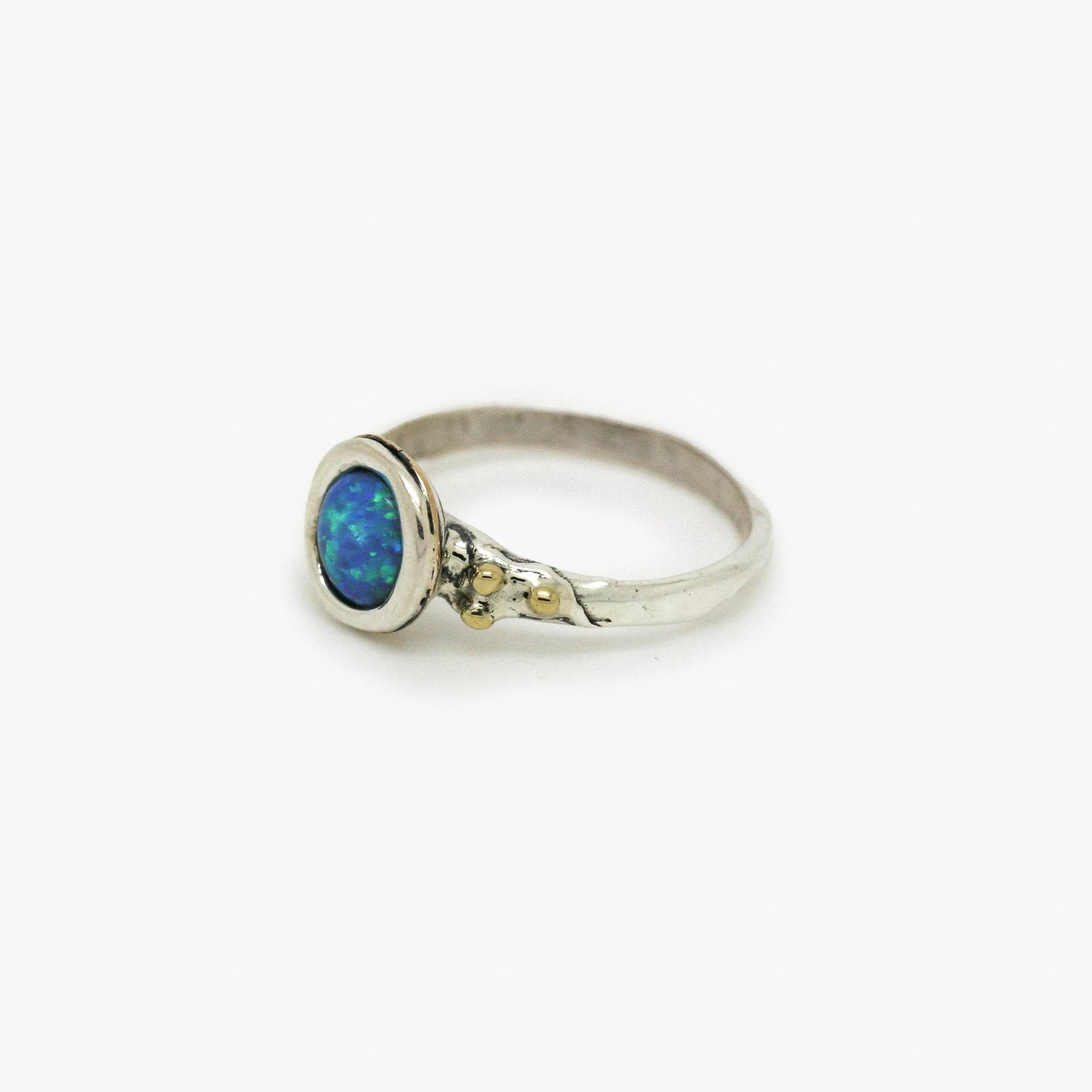 Silver Opalite Ring with Gold Detailing - Jordans Jewellers