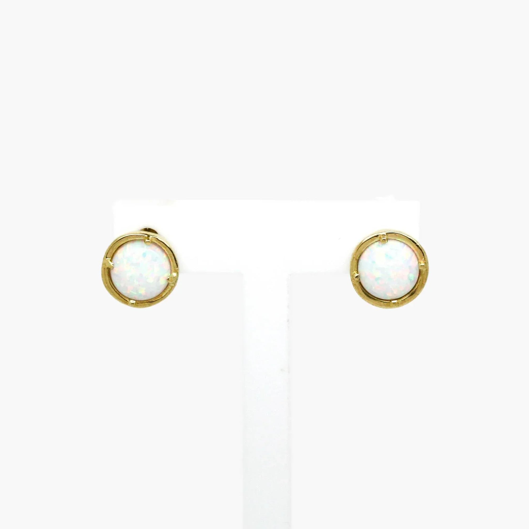 Circle Opal Stud Earrings in 9ct Yellow Gold - Jordans Jewellers