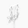 Silver Open Star Flower Drop Earrings