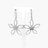 Silver Open Star Flower Drop Earrings