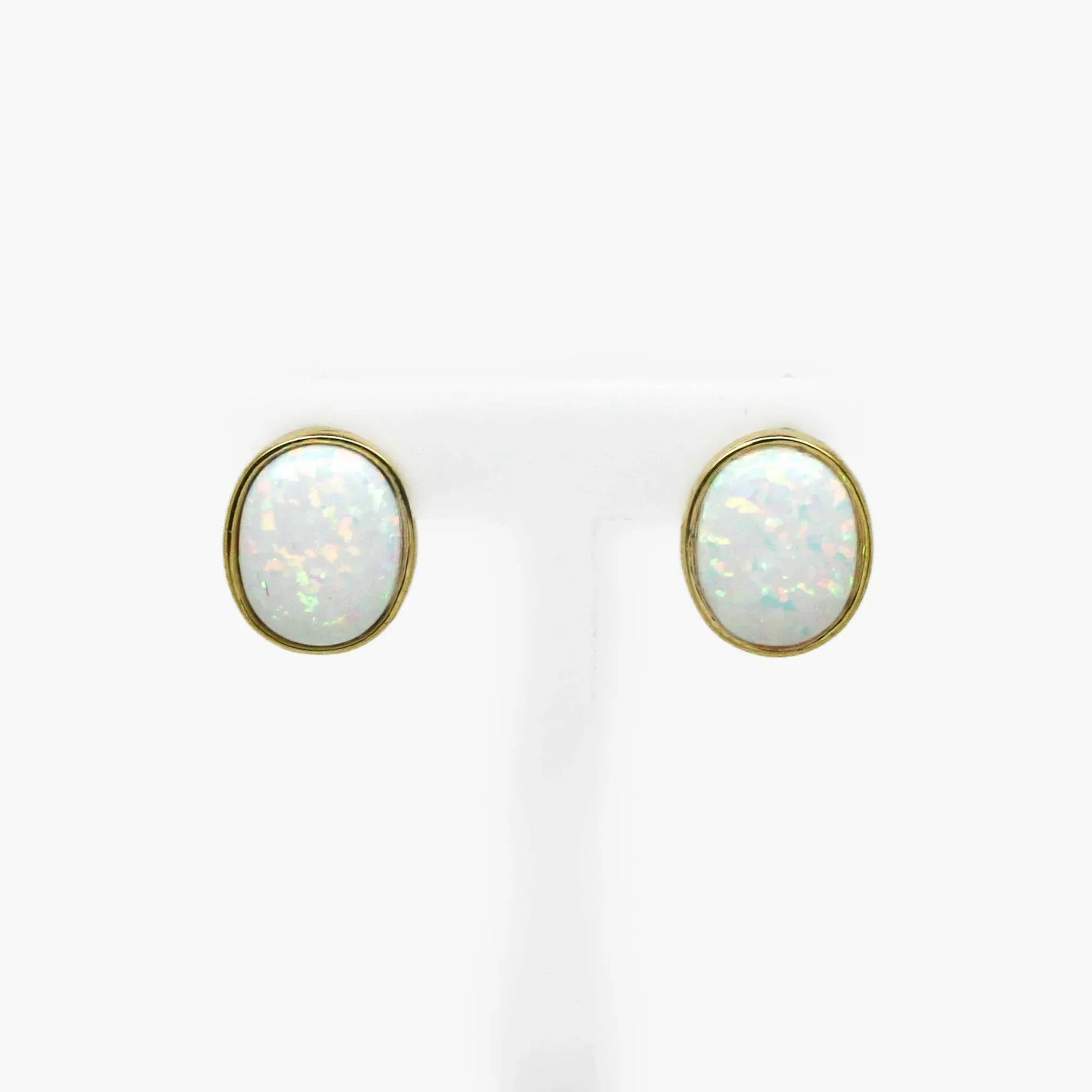 Oval Opal Stud Earrings in 9ct Yellow Gold - Jordans Jewellers