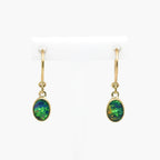 Oval Shaped Opal Doublet Drop Earrings in 9ct Yellow Gold - Jordans Jewellers