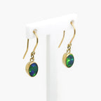 Oval Shaped Opal Doublet Drop Earrings in 9ct Yellow Gold - Jordans Jewellers