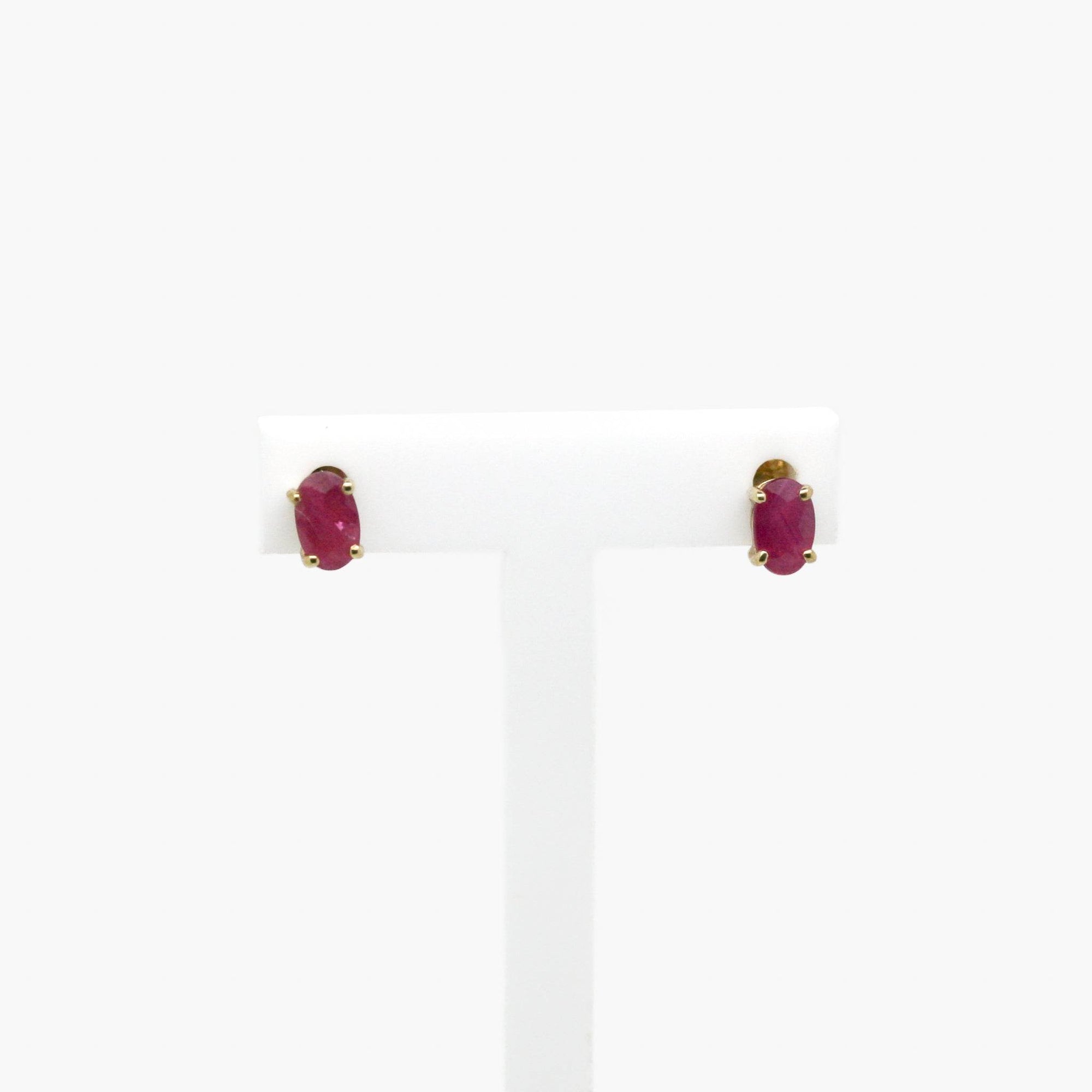 Ruby Oval Stud Earrings - 9ct Yellow Gold - Jordans Jewellers