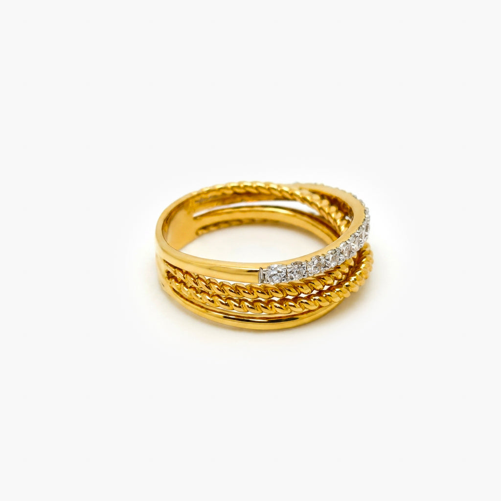 18ct Gold Diamond Crossover Ring 0.37ct