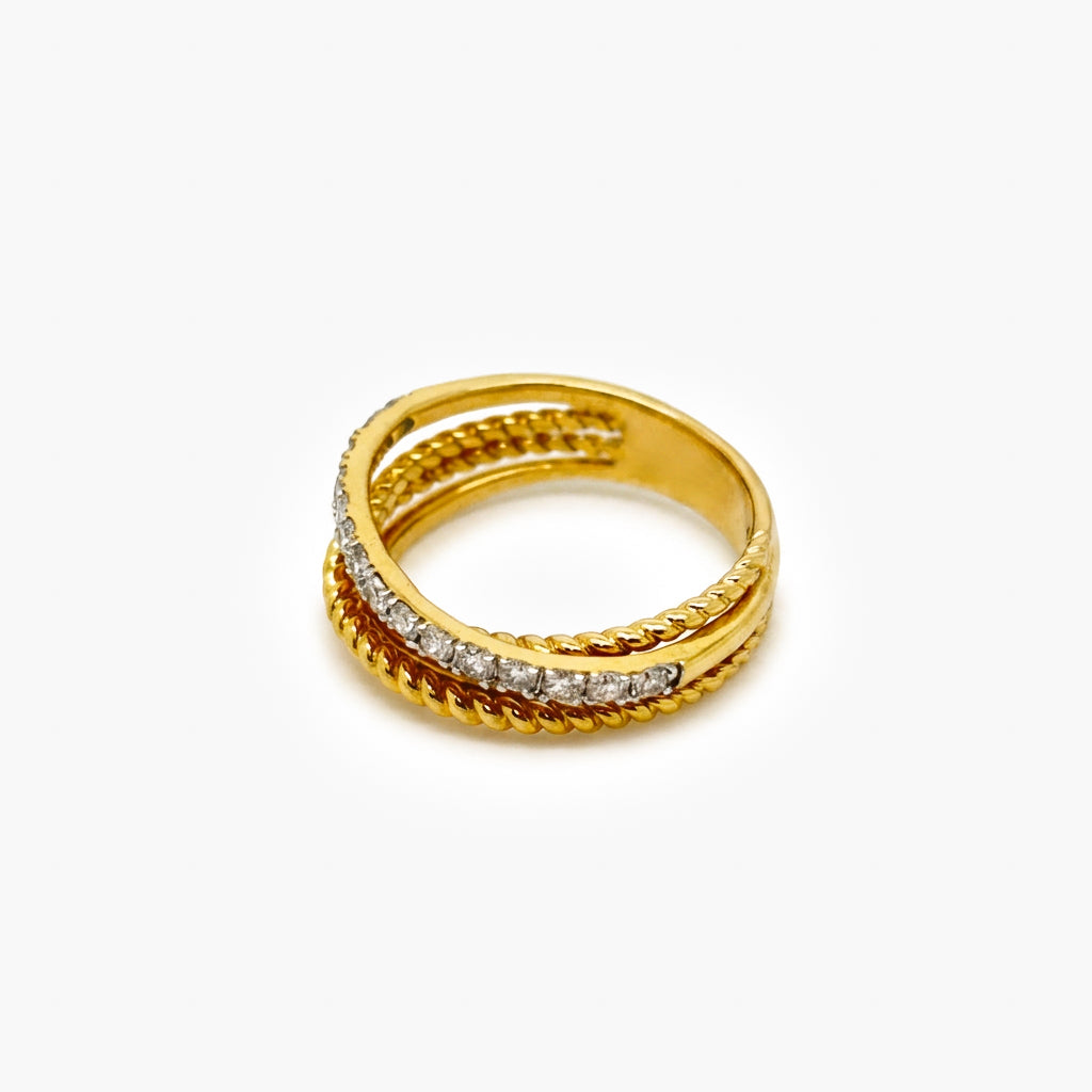 18ct Gold Diamond Crossover Ring 0.37ct