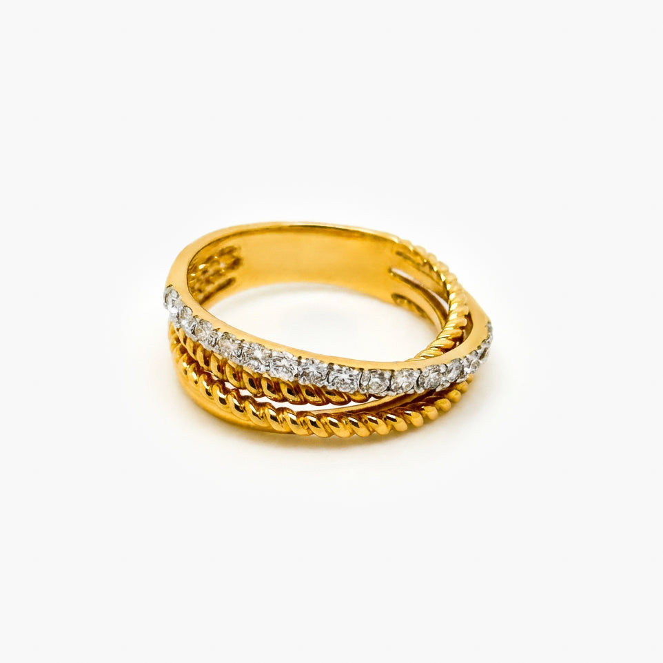 18ct Gold Diamond Crossover Ring 0.37ct