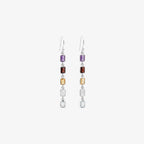 Sterling Silver Multi Gemstone Drop Earrings