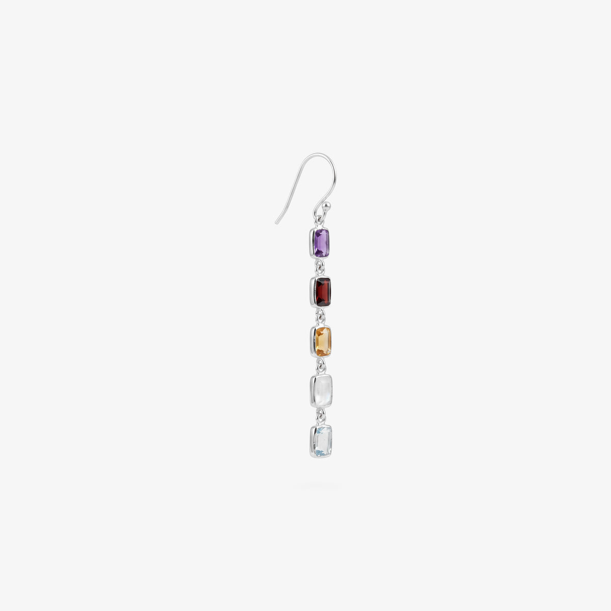 Sterling Silver Multi Gemstone Drop Earrings