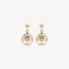9ct Gold Tree of Life Drop Earrings front view