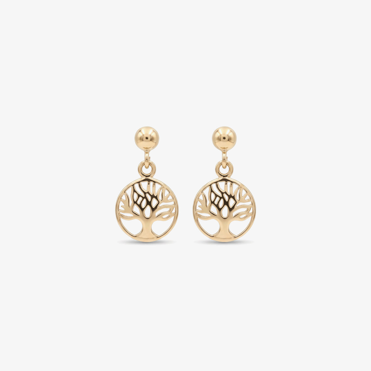 9ct Gold Tree of Life Drop Earrings front view