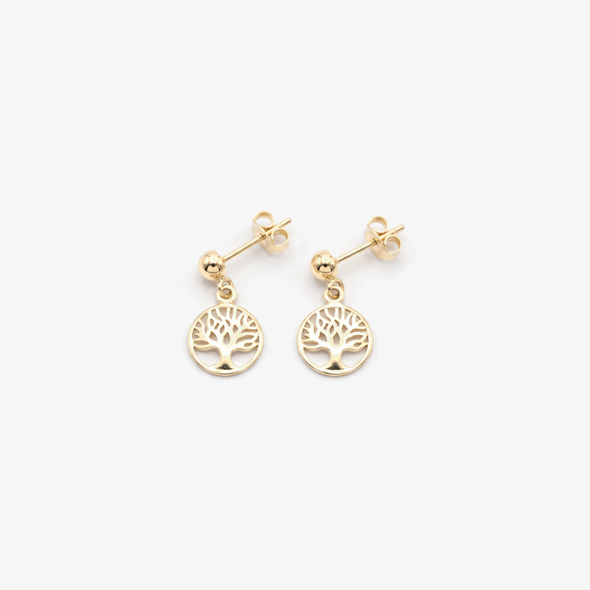 9ct Gold Tree of Life Drop Earrings detail