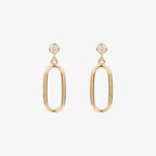 9ct Gold CZ Open Oval Drop Earrings front view