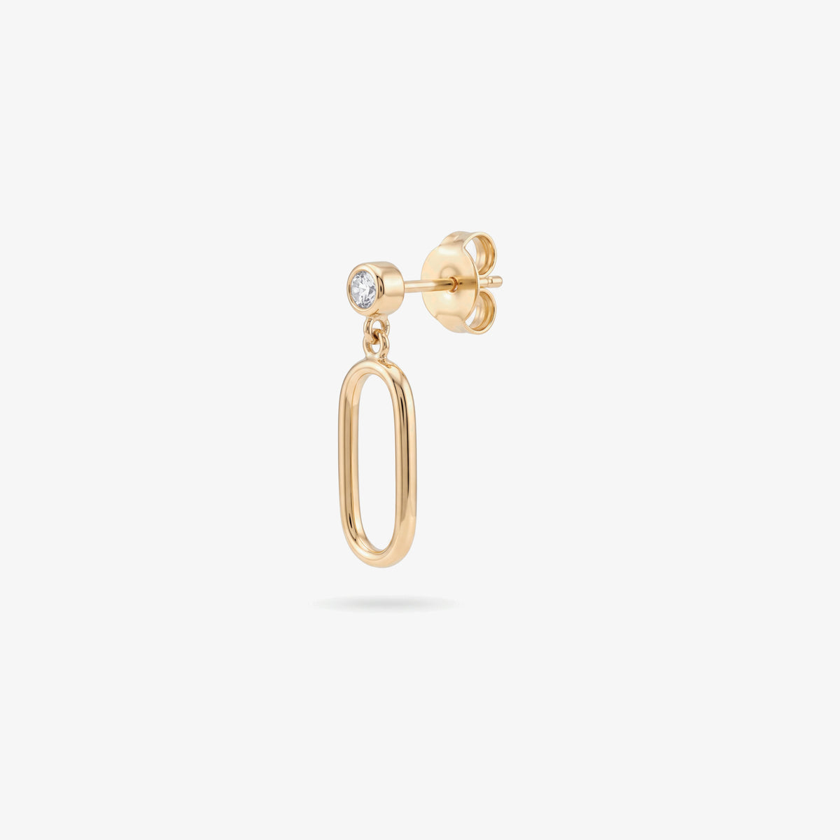 9ct Gold CZ Open Oval Drop Earrings side angle
