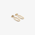 9ct Gold CZ Open Oval Drop Earrings detail