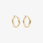 9ct Gold Twisted Wavy Hoop Earrings front view