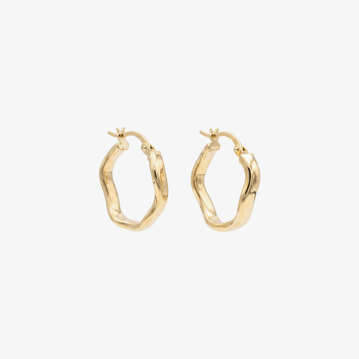 9ct Gold Twisted Wavy Hoop Earrings front view