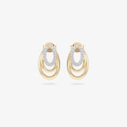 9ct Gold CZ Layered Oval Drop Earrings front view