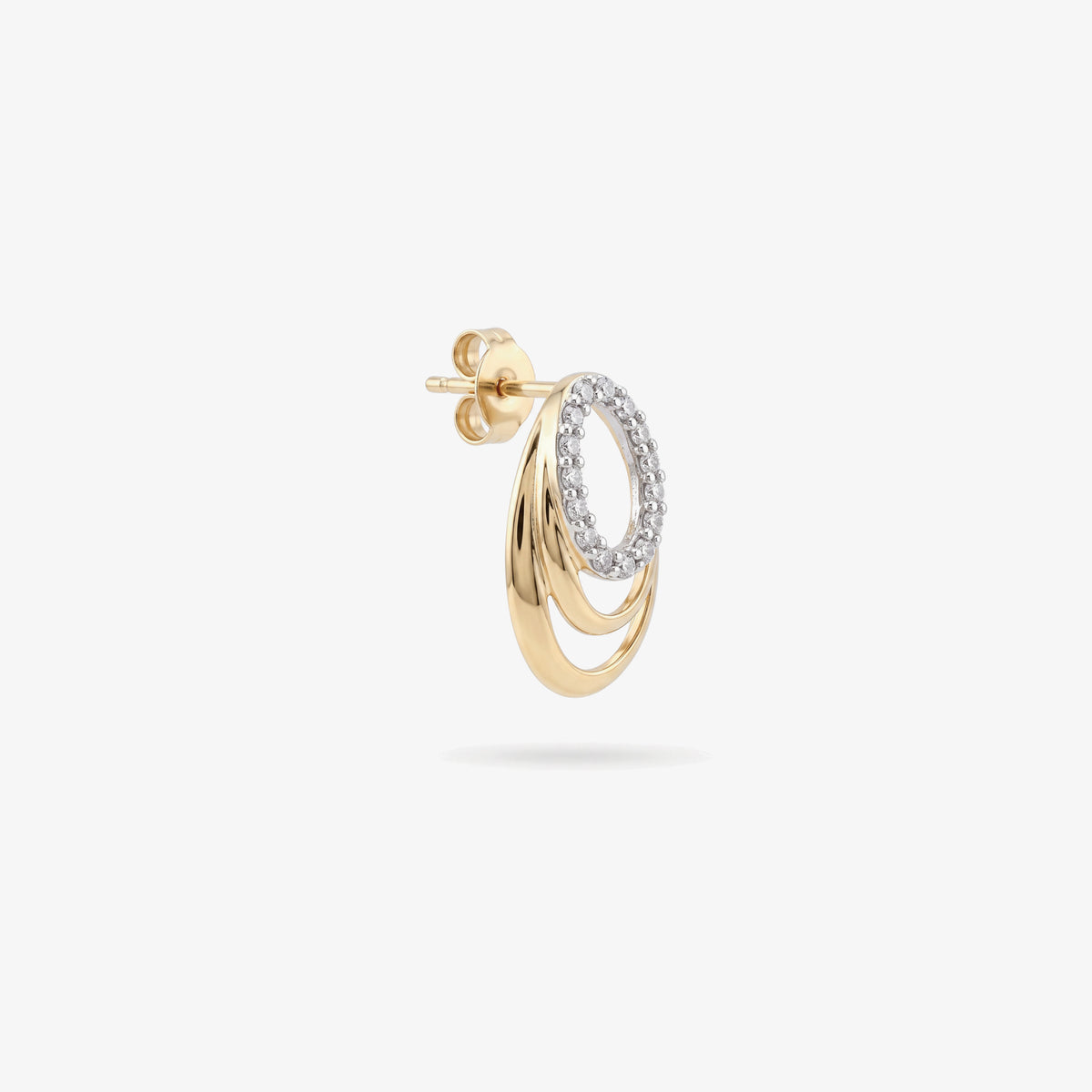 9ct Gold CZ Layered Oval Drop Earrings side angle