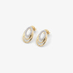 9ct Gold CZ Layered Oval Drop Earrings detail