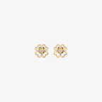 9ct Gold CZ Heart Clover Stud Earrings front view
