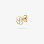 9ct Gold CZ Heart Clover Stud Earrings side angle