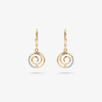 9ct Gold CZ Spiral Circle Drop Earrings front view