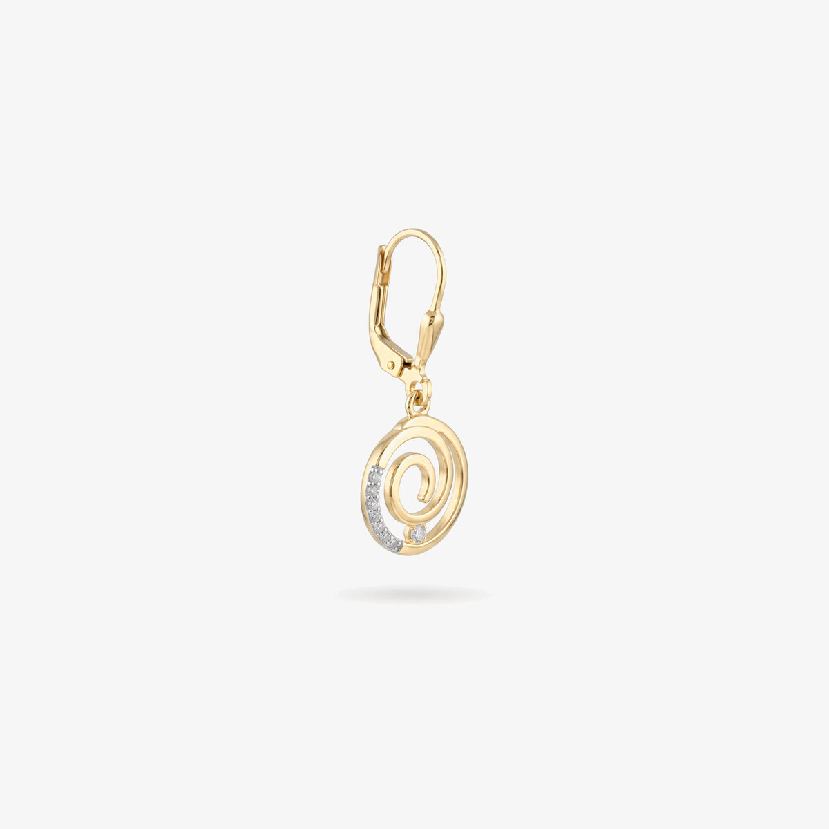 9ct Gold CZ Spiral Circle Drop Earrings side angle