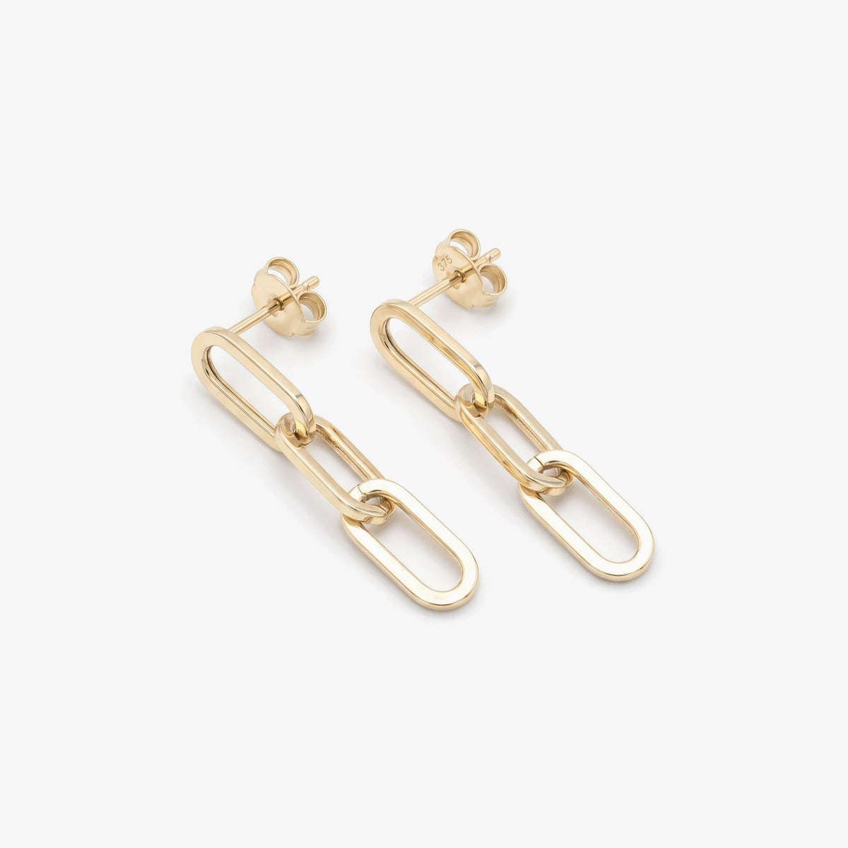 9ct Gold Paperclip Drop Earrings