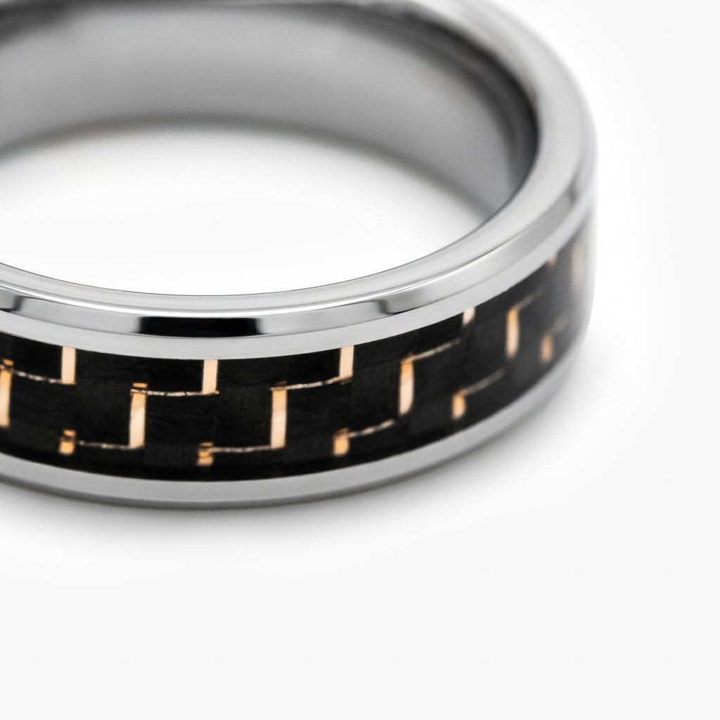 Mens Tungsten Carbide Ring with Carbon Fibre Inlay