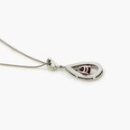 18ct White Gold Ruby & Diamond Pear Pendant - Jordans Jewellers
