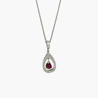 18ct White Gold Ruby & Diamond Pear Pendant - Jordans Jewellers