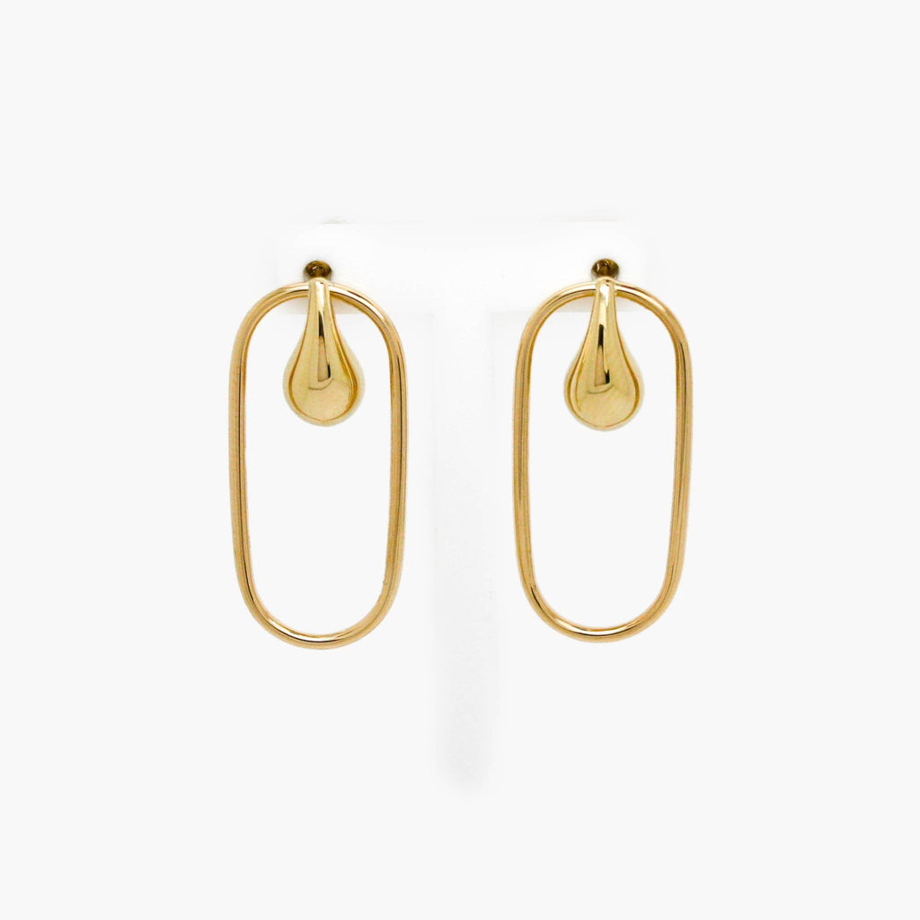 Pear & Open Oval Drop Earrings in 9ct Yellow gold - Jordans Jewellers